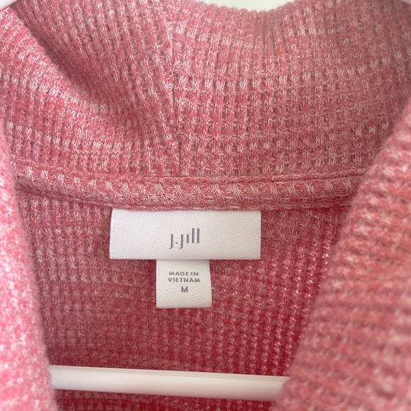 J Jill Pullover Womens Cotton Blend Heather Pink Waffle cowl neck Knit Side Ties - Picture 9 of 9